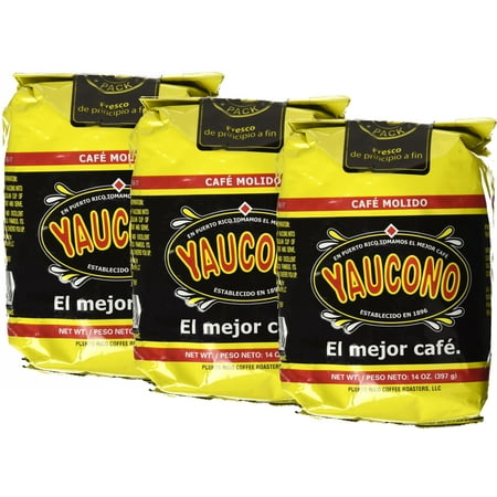 Yaucono Puerto Rican Ground Coffee, 3 Pack (3 x 14 oz (Best Puerto Rican Food Nyc)