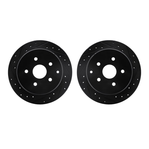 Dynamic Friction Company Rear Brake Rotors-Drilled and Slotted-Black 8002-76146