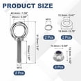 thumbnail image 2 of UxcellM10 x 50mm Shoulder Eye Bolt, 2 Pcs 302 Stainless Steel Lifting Eye Bolt, 2 of 6