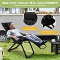 thumbnail image 7 of TROPOW Zero Gravity Chair, 29 Inch Padded Lounge Chair Indoor, Outdoor Reclining Chair w/Removable Cushion&Headrest, Upgraded Lock and Cup Holder, Folding Recliner for Camping, 440 lbs, Black, 7 of 7