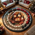 thumbnail image 4 of 3D Christmas Gnome Train Round Area Rug - Soft Non-Slip Washable Floor Mat for Living Room Bedroom Entryway Festive Holiday Decor, 4 of 7