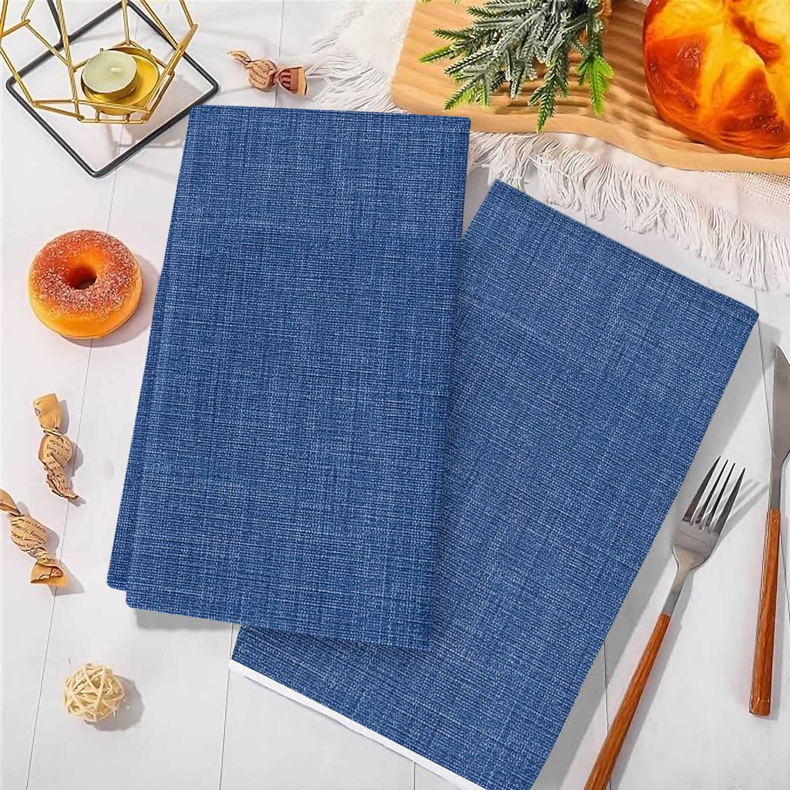 Navy Blue Kitchen Towels Set of 4, Vintage Country Monochrome Farmhouse Soft Microfiber Dish Towels, Absorbent Quick-Dry Washable Dishcloths for Kitchen Cleaning, Drying Dishes, 18x28 Inches