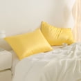 thumbnail image 5 of 2-Pack Queen Silky Satin Pillowcases with Zipper, Cooling Pillow Cases for Hair and Skin, Yellow, 5 of 5