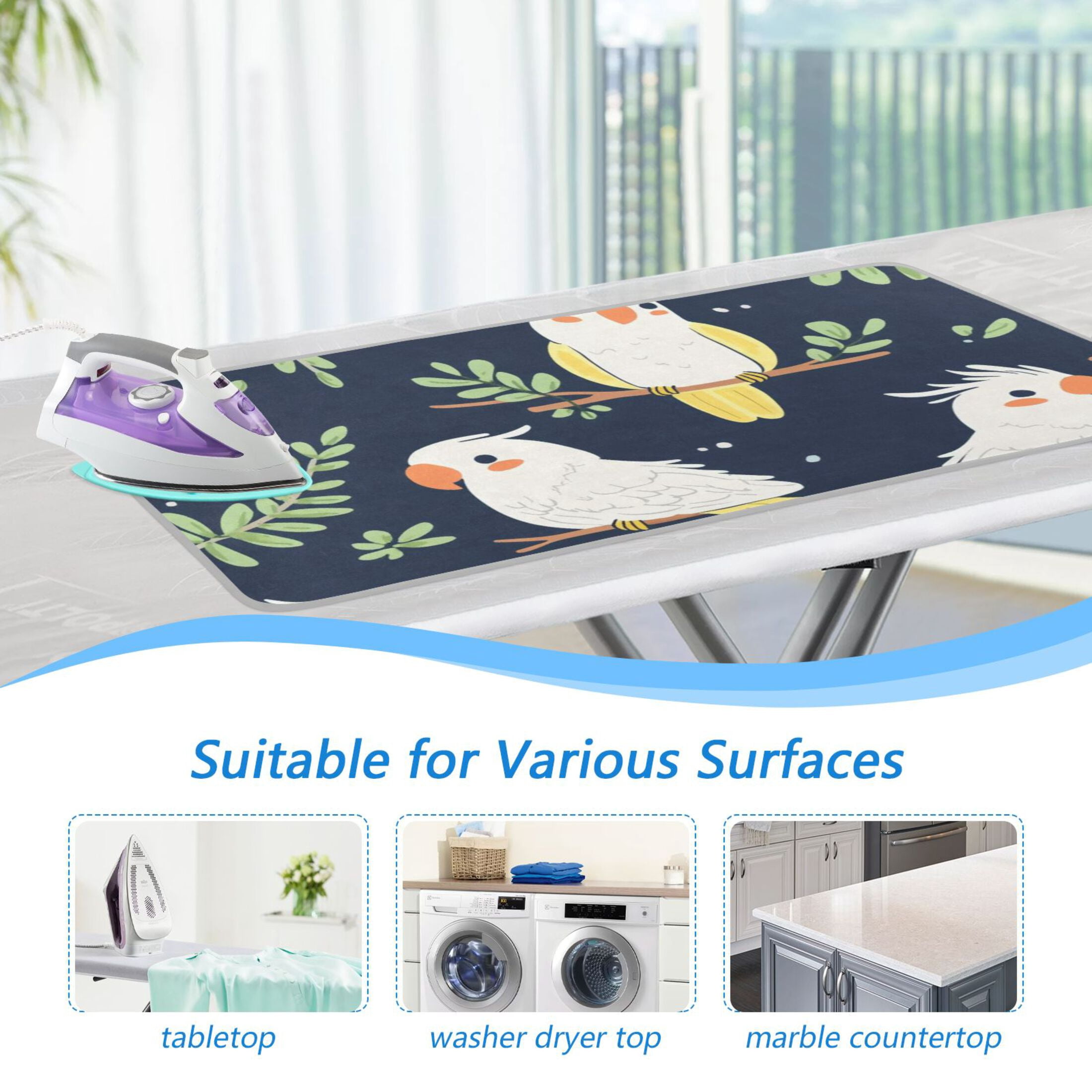 Cute Cartoon Birds Ironing Mat Blanket for Table Top Travel Portable Ironing Board Pad 47.2x27.6 Inch