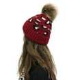 thumbnail image 2 of Herrnalise Women Casual Leopard Stitching Outdoor Plush Hats Crochet Knit Beanie Cap, 2 of 4