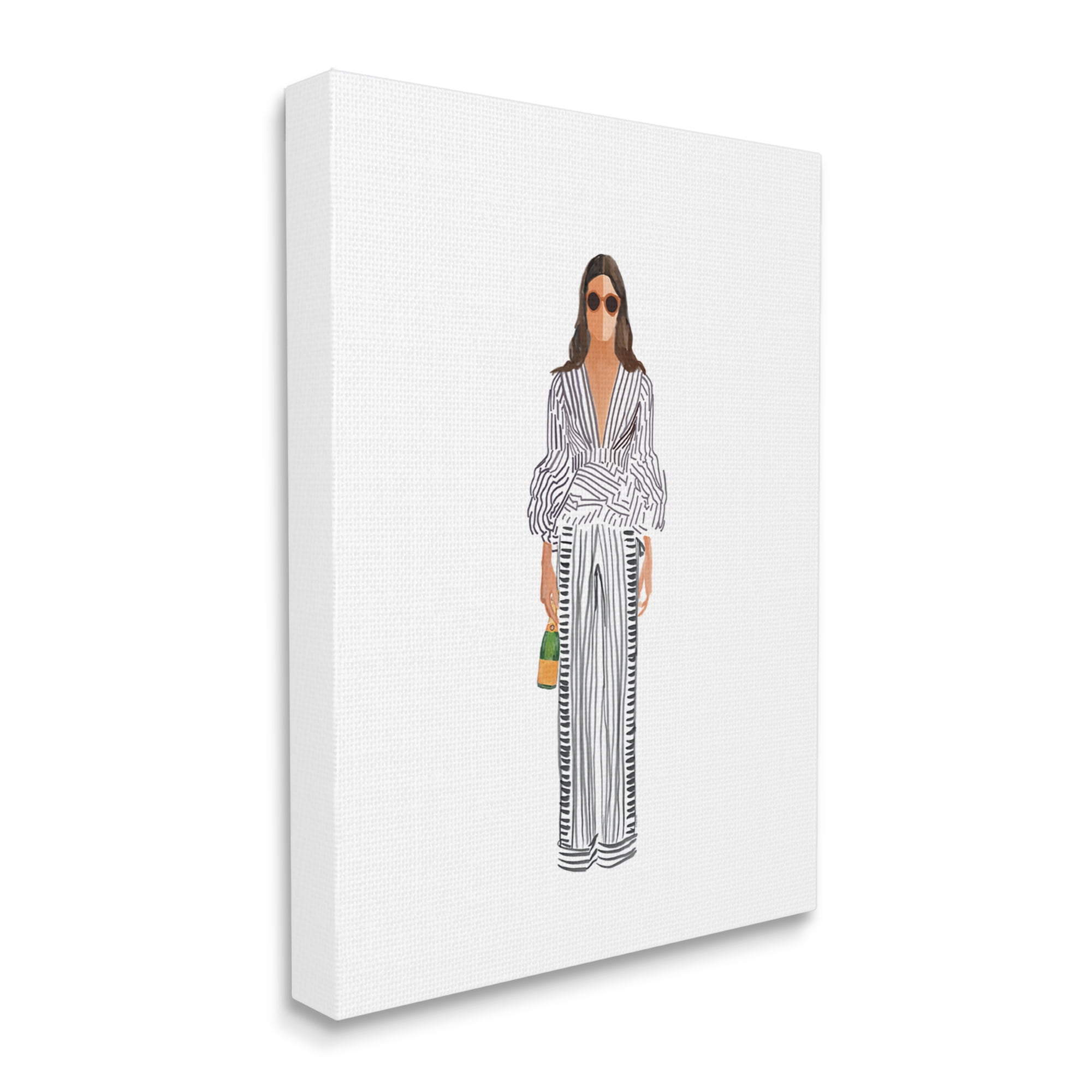 Stupell Industries Fashion Girl with Champagne Food & Beverage Painting Gallery Wrapped Canvas Print Wall Art, 24 x 30
