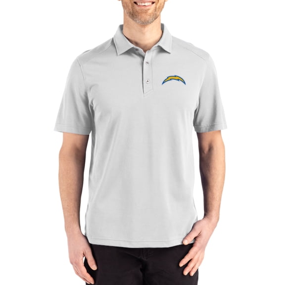 Men's Cutter & Buck Gray Los Angeles Chargers Big & Tall Advantage Refresh Epic Confidence Recycled Tri-Blend Pique Polo