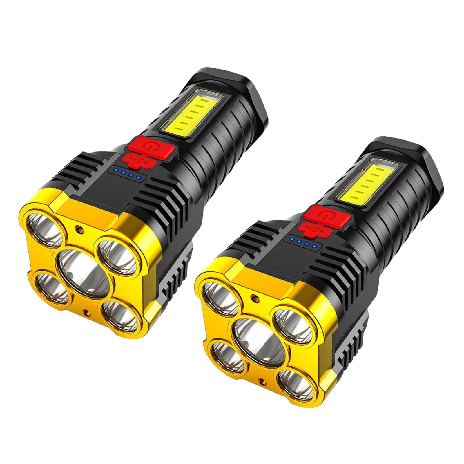 2x Five Core Super Bright Handheld Led Flashlight Powerful Searchlight USB Rechargeable Large Capacity Battery Long Lasting Camping Light
