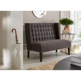 Baxton Studio Owstynn Gray Linen Modern Banquette Bench Walmart Com