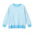 thumbnail image 2 of Girls Striped Sweater Cotton Knit Crew Neck Pullover Tops Girls Casual Fall Winter Clothes, 5-16, 2 of 8