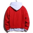 thumbnail image 6 of Leesechin Men Big and Tall Denim Jacket and Velvet Stand-collar Single-breasted Jacket Coat Red M, 6 of 9