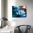 thumbnail image 4 of Nawypu  3 Panels Flowers Wall Art Blooming Lotus Water Lily Picture Elegant Pink Blue Purple Floral Painting Canvas Print Framed Modern Home Bedroom Living Room Decor Ready to Hang, 4 of 6