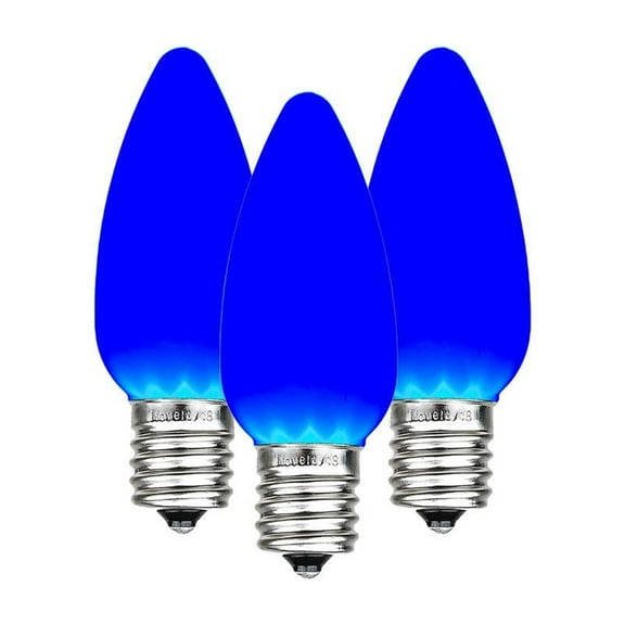 Novelty Lights Blue C9 LED Plastic Ceramic (Opaue) Christmas Replacement Bulbs Dimmable 25 Pack