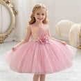 thumbnail image 2 of Little Girls 0-5Y Sleeveless A-Line Sequin Tulle Dress, Flower Decorated Princess Gown for Wedding Ceremony, Pageants & Evening Shows Hot Pink 3 Years, 2 of 7