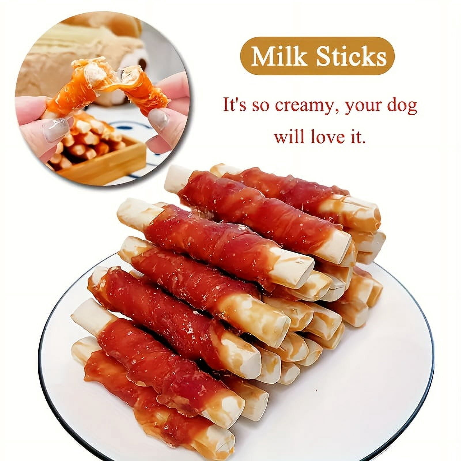 Duck Wrapped Calcium Milk Stick, Dog Treats For Small, Medium, & Large Dog - Made With Duck And Calcium Milk Stick, Healthy, Easily Digestible, And High Protein Reward Training Treats For Dogs