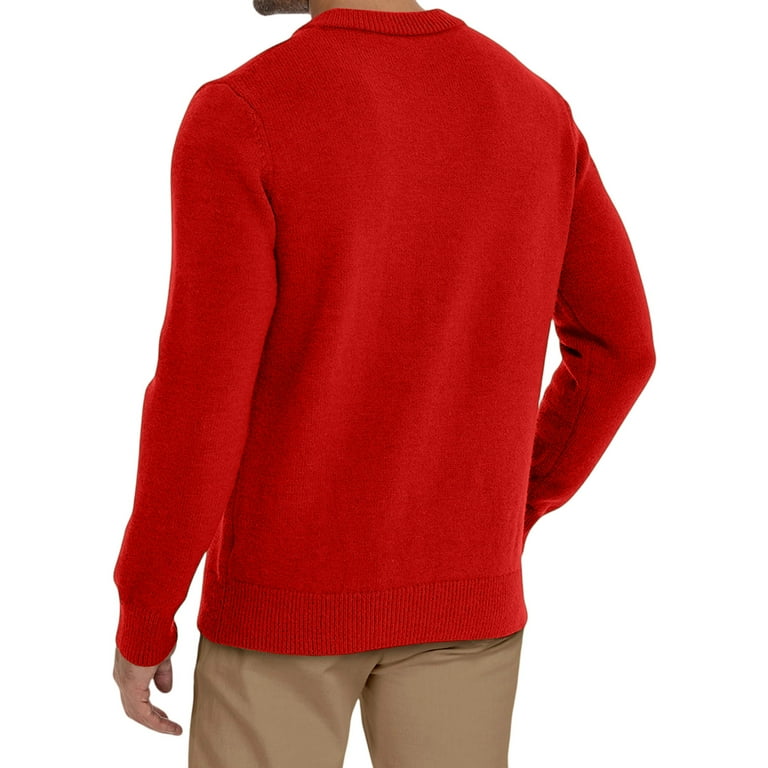 red dress sweater mens Yifymode Men V Neck Dress Sweater Knit Long Sleeve Casual Slim Fit Pullover Sweater Red 2XL, Men's