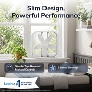 Lasko 20 Classic Box Fan with Weather-Resistant Motor, Portable Cooling Floor or Window Fan, 3 Speeds, White, B20200