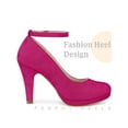 thumbnail image 3 of BLISSFUL STEP Women Ankle Strap Round Toe Stiletto Heels Pumps Hot Pink 6, 3 of 6