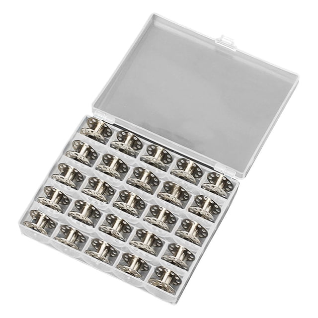 BUYISI Sewing Machine Spool Storage Box Universal Bobbin Holder Clear Or Metal 25 Pack Metal Bobbin