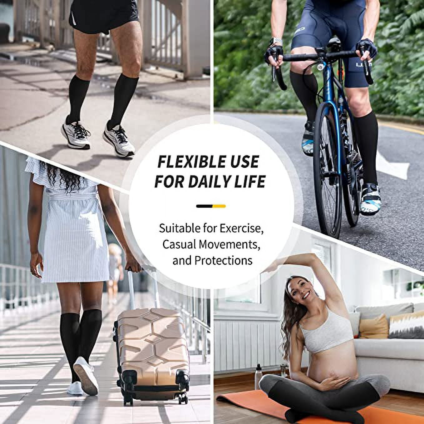 CAMBIVO Compression Socks for Women & Men , 15-20 mmHg Knee High Socks, 6 Pairs Compression Stockings for Traval, Running, Diabetic , Pregnancy, Sports L-XL