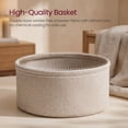 thumbnail image 5 of Nordic Hygge 17.7 in. Round Side Table with Charging Station and Storage Basket, Matte White/Camel Brown, 5 of 9