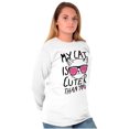 thumbnail image 3 of My Cat is Cuter Than You Cute Glasses Women's Long Sleeve T Shirt Brisco Brands X, 3 of 6