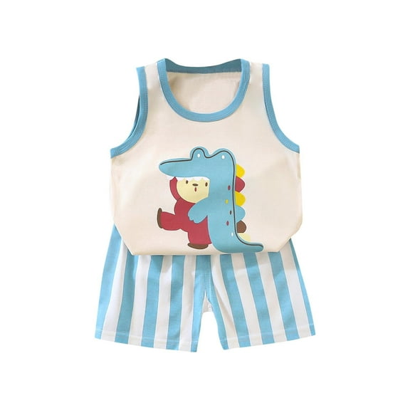 Uxgjfwu Kids Outfit Summer Clothing Sets Printed Tops Toddler Casual Sleeveless Shirts Shorts Sets