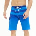 thumbnail image 2 of Aayomet Mens Swim Trunks Summer Casual Striped Splicing Suit Waist Adjustable Drawstring Triangle Liner Pocket (Blue, 40), 2 of 5