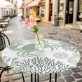 thumbnail image 3 of Sage Green Crab Elastic Fitted Round Table Cover Coral Starfish Shell Waterproof Outdoor Tablecloth for Holiday Party, Picnic, Patio & Dining Fits Tables Up to 45"-54", 3 of 8