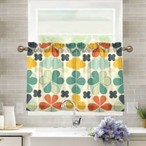 Yayeee Kitchen Curtains Light Filtering 27"x36" Rod Pocket Short Cafe Window Panel, Beige Clover Pattern