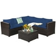 thumbnail image 3 of Costway 6PCS Patio Rattan Furniture Set Sectional Cushioned Sofa Deck Navy, 3 of 10