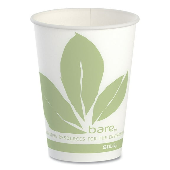 Drinking Cup Bare Eco-Forward 9 oz. Leaf Print Wax Paper Disposable