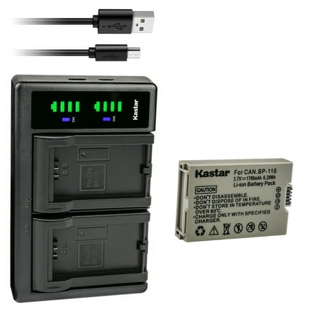 Kastar BP-110 Fully Decoded Battery 1-Pack and LTD2 USB Charger Compatible with Canon VIXIA HF R20 HFR20 VIXIA HF R20 Red VIXIA HF R20 Silver VIXIA HF R200 HFR200 VIXIA HF R21 HFR21 Camera