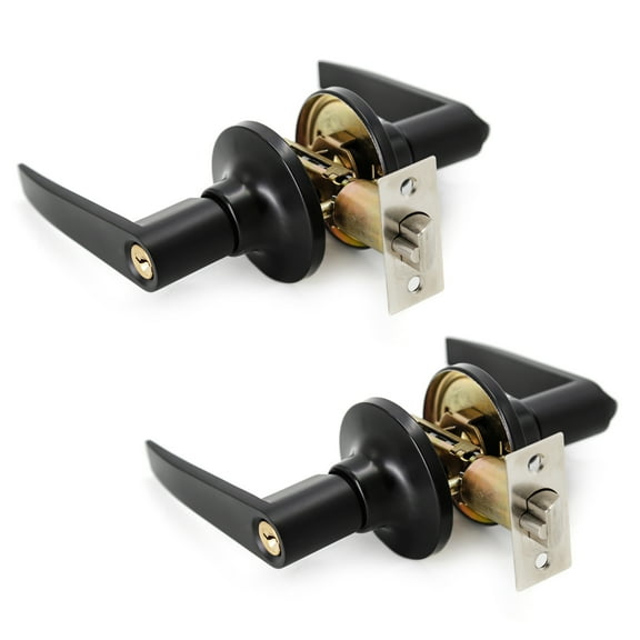 Villar Home Designs Door Lever Lara Black Keyed 2 Pack