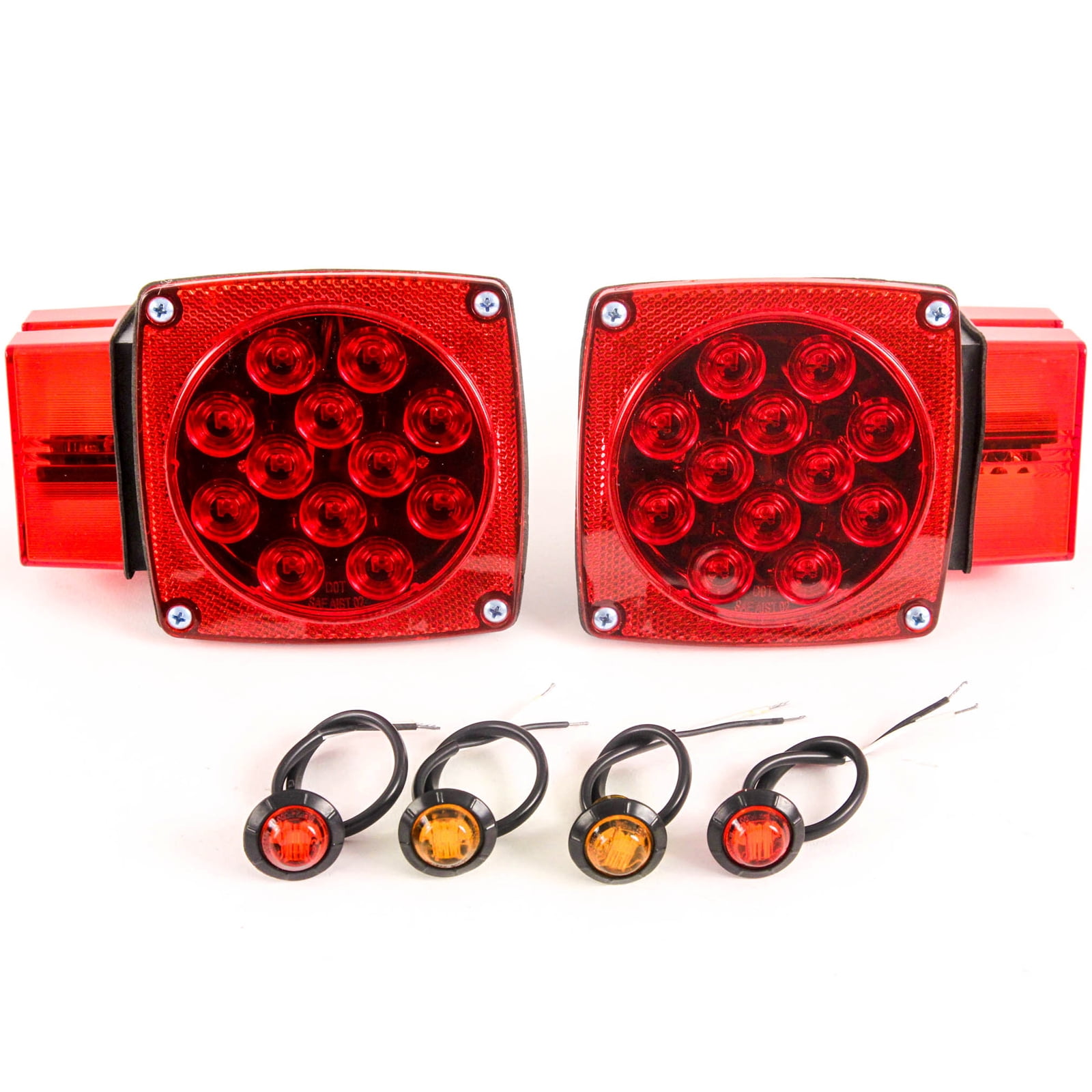 Red Hound Auto Led Pair Trailer Square Tail Light over 80 inches & 4