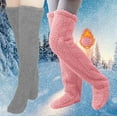 thumbnail image 2 of YFGEFTR 2 Pairs Over Knee High Fuzzy Leg Warmers Plush Slipper Stockings Furry Long Leg Warmers for Women Christmas Sleeping Socks, 2 of 4