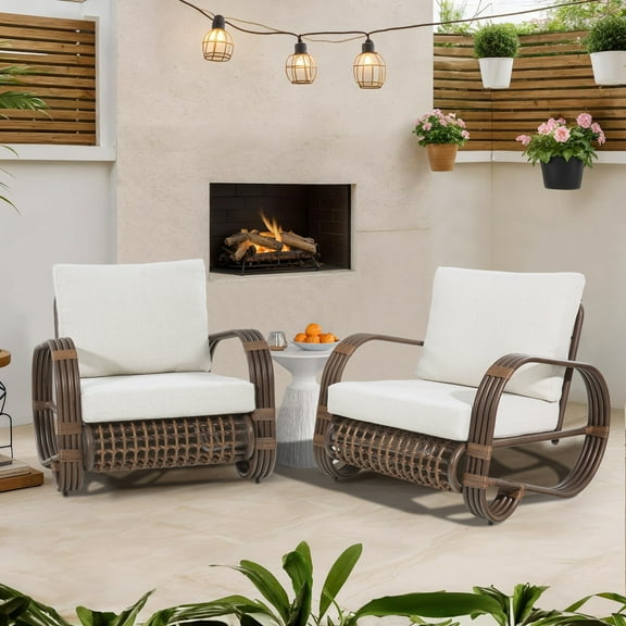 Ulax Furniture Outdoor/Indoor Aluminum Club Chairs With Olefin Cushions (Set Of 2)