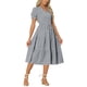thumbnail image 2 of Vestido de cuadros para mujer Inspire Chic, vestido midi con volantes, escote en V, decoración de botones, color negro, talla XL, 2 of 6