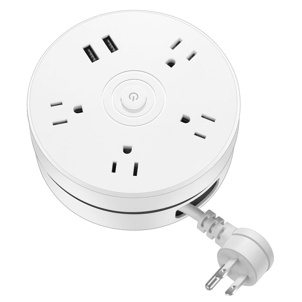 WEDAN Compact USB Desktop Power Strip - 4-Spaced AC Outlets & Dual USB Ports with 5.2Ft Adjustable Cord, Multi-Device Charging Hub for Home/Office/Travel (Overload Protection)