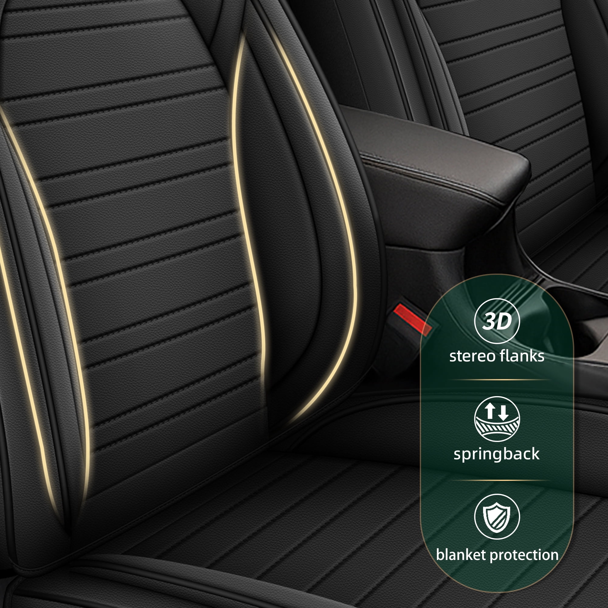 HQBQBUG Car Seat Covers Full Set for Infiniti QX60 2014-2020 5-Seat Full Set Waterproof Leather Seat Covers Comfort Car Seat Protector(Black,5 Seats)