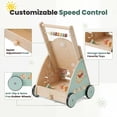 thumbnail image 3 of EDX Wooden Baby Walker, Adjustable Speed Montessori Learning Toy with Activity Center, Silent Rubber Wheels for Babies 12 Months, Wood, 3 of 6