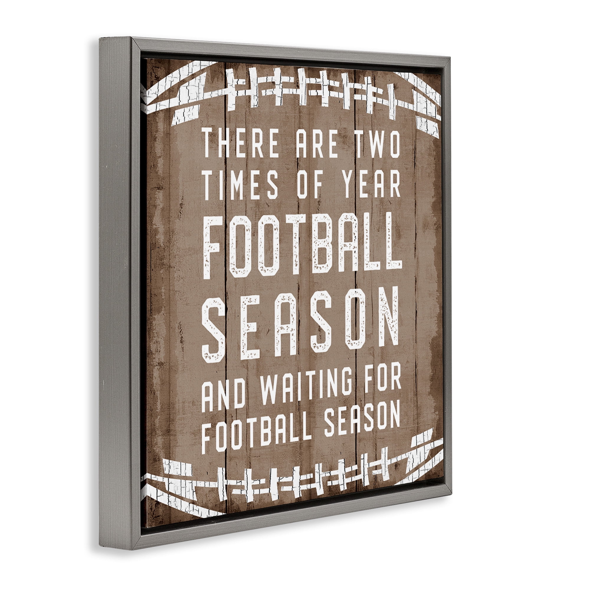 Stupell Industries Time of Year Football Season Sports Painting Gray Floater Framed Canvas Art Print Wall Art, 25 x 25
