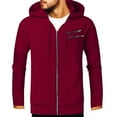 thumbnail image 2 of IYTR Mens Winter Jacket Fashion Utility Sweatshirt Tops Coat with Pocket Solid Color Long Sleeve Jacket Zipper Hooded Neck Watermelon Red S, 2 of 4