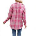 thumbnail image 3 of SHIBEVER Womens Blouse Long Sleeve Oversized Flannel Plaid Soft Button Down fashion Shirt Roll Up Plaid tops, 3 of 4