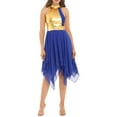 thumbnail image 3 of YONGHS Womens Shiny Lyrical Dance Dress Color Block Sleeveless Irregular Praise Liturgical Dancewear Royal Blue XXL, 3 of 7