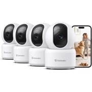 2K Indoor Cameras for Home Security-Baby/Pet/Dog/Cat Monitor with Phone APP, Wi-Fi Camera with 360° PTZ, Wired Plug, Two-Way Talk Nanny Cam, Easy Set Up, 24/7 TF Card&Cloud Storage, G2 4Pack