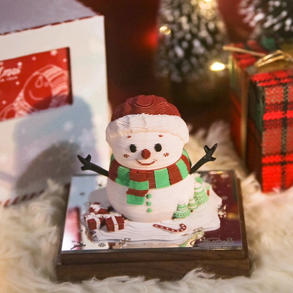 PatungKu 2026 Daily Calendar Paper Sculpture Snowman Calendar With Acrylic Base Tearable Note Paper Pad For Holiday Decoration
