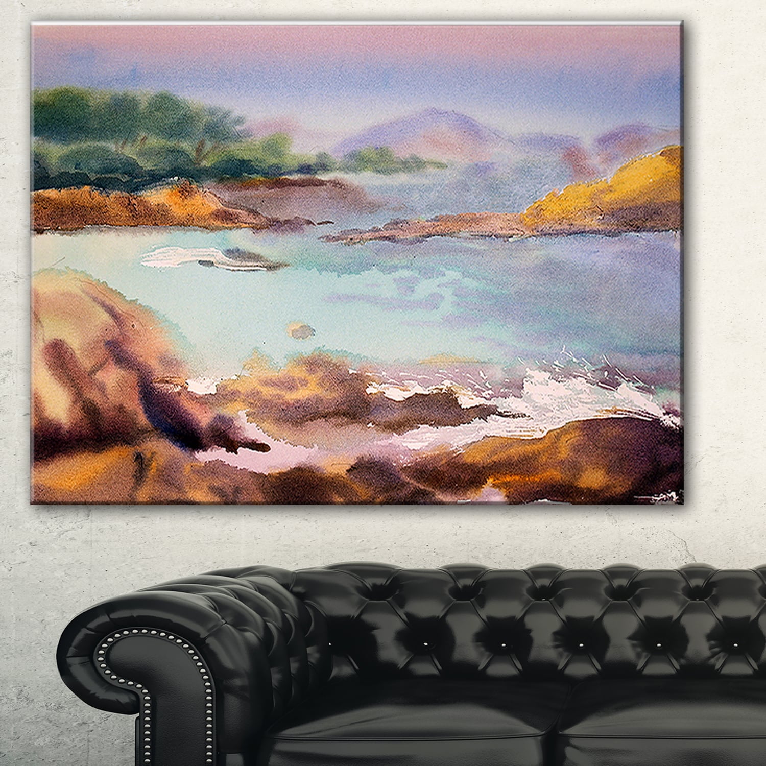 Design Art Designart Tranquil Watercolor Waters Seascape Painting Canvas Print Walmart Com Walmart Com