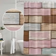 thumbnail image 4 of Polyester Fabric Pink Brown Vintage Shower Curtain, Retro Farmhouse Elegant Pastoral Waterproof Bathtub Curtain Bathroom Decor Set with Hooks 72 x 78 Inches, 4 of 6