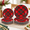 8-Vintage Plaid, variant on 4-Pink Bow Christmas Ceramic Dinner Plates, 9 Inch, Set of 4